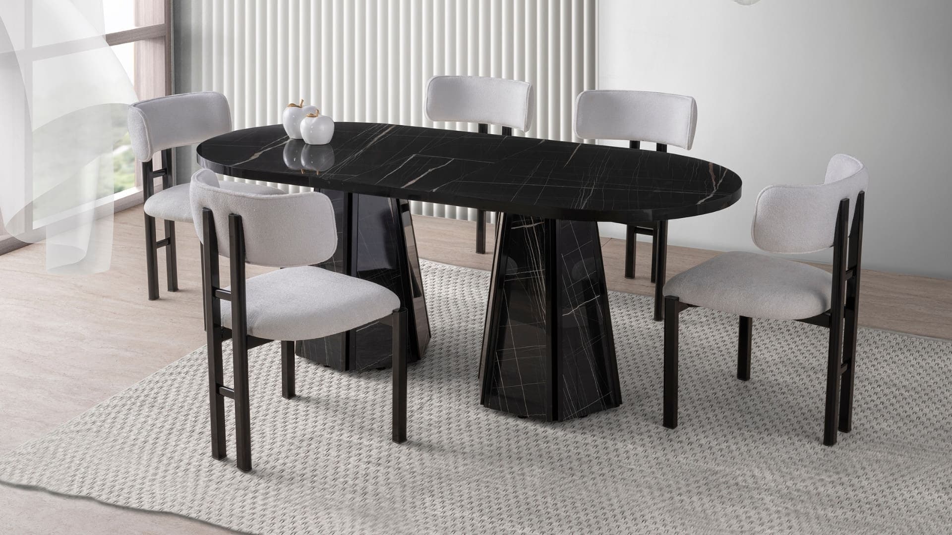 M1204 / 90*180 Sabit High Gloss Masa Takımı